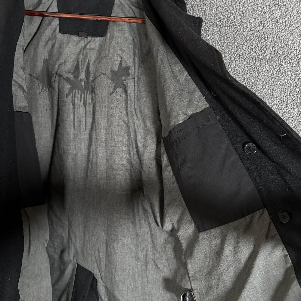 John Varvatos USA Wool Blend Hooded Peacoat Jacket - Men's Size L - Black - Picture 4 of 15